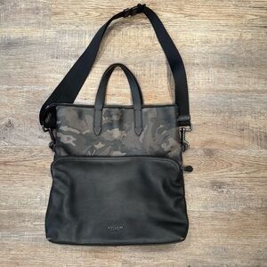 Coach Graham Camo Leather Foldover Shoulder Tote